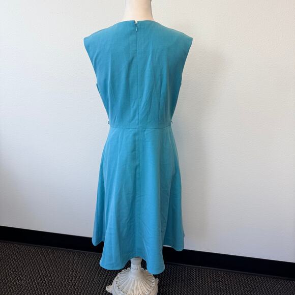 Calvin Klein Womens Dress Blue Aqua Sleeveless Pleated Bodice Knee Length Size 6 - Picture 6 of 11